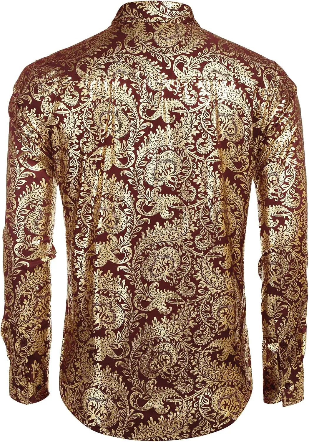 COOFANDY Men's Paisley Shirt Luxury Disco Long Sleeve Button Down Dress Shirts