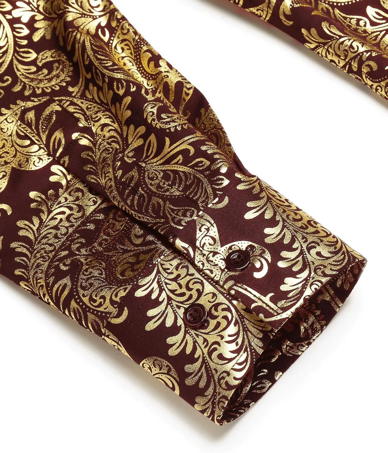 COOFANDY Men's Paisley Shirt Luxury Disco Long Sleeve Button Down Dress Shirts