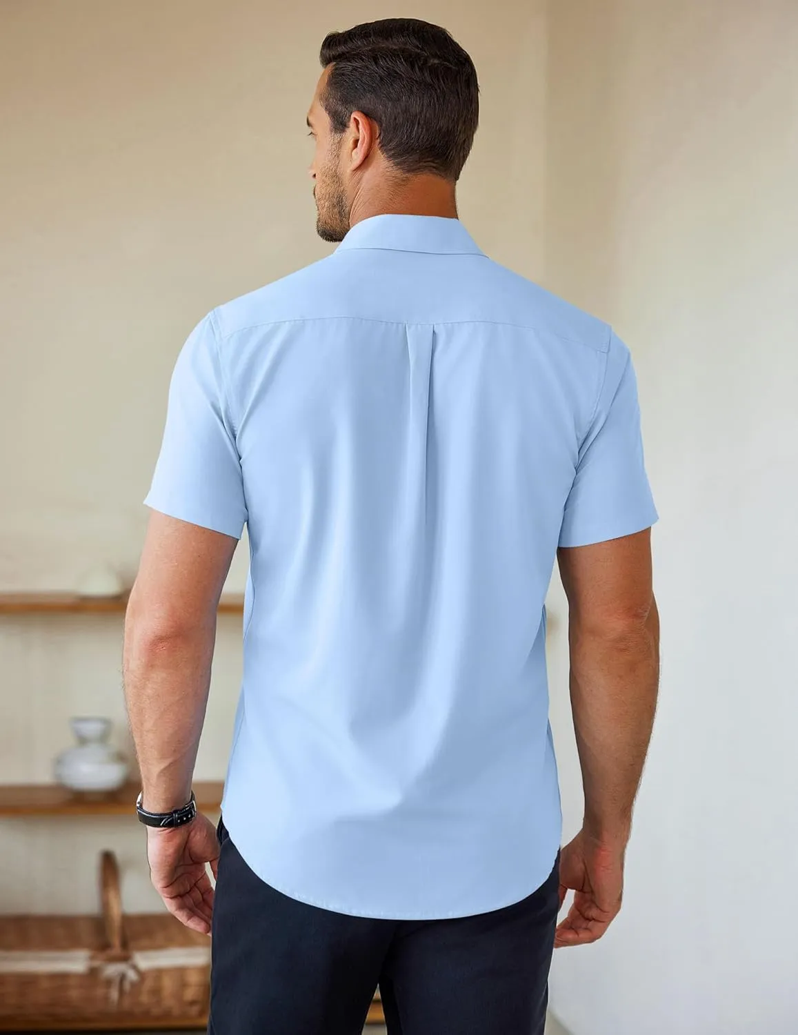 COOFANDY Men's Short Sleeve Button Down Shirts Casual Summer Untucked Wrinkle Free Dress Shirts with Pocket