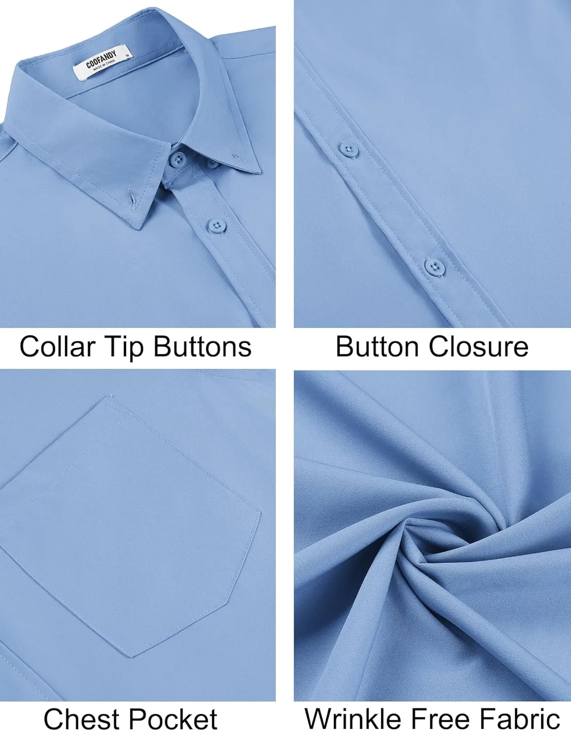 COOFANDY Men's Short Sleeve Button Down Shirts Casual Summer Untucked Wrinkle Free Dress Shirts with Pocket
