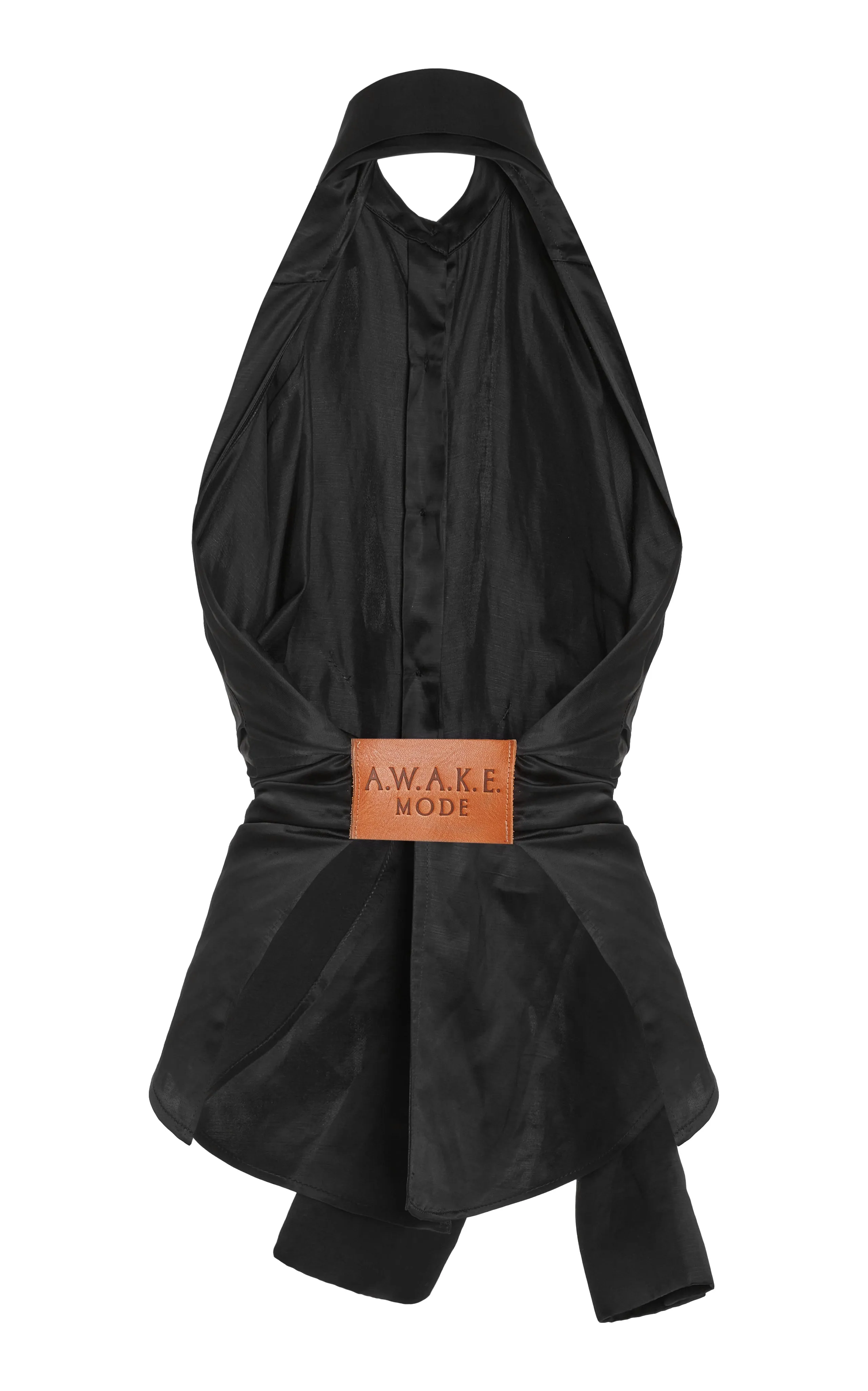 Deconstructed Shirt Halterneck Top Black