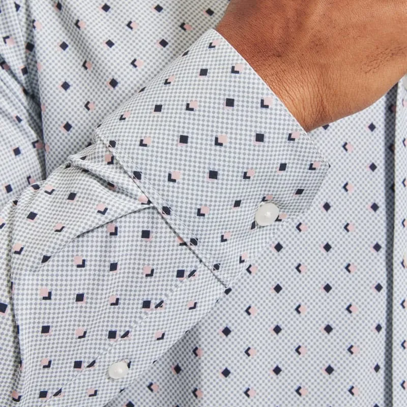 Diamond Print Classic Fit Shirt-Pink/Grey