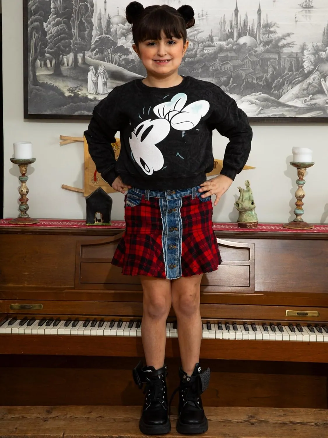 Disney Minnie Mouse Mickey Mouse French Terry Oversized Matching Family Sweatshirt Toddler to Adult Sizes (2T - 2XL)