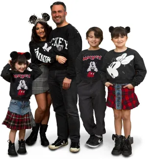 Disney Minnie Mouse Mickey Mouse French Terry Oversized Matching Family Sweatshirt Toddler to Adult Sizes (2T - 2XL)