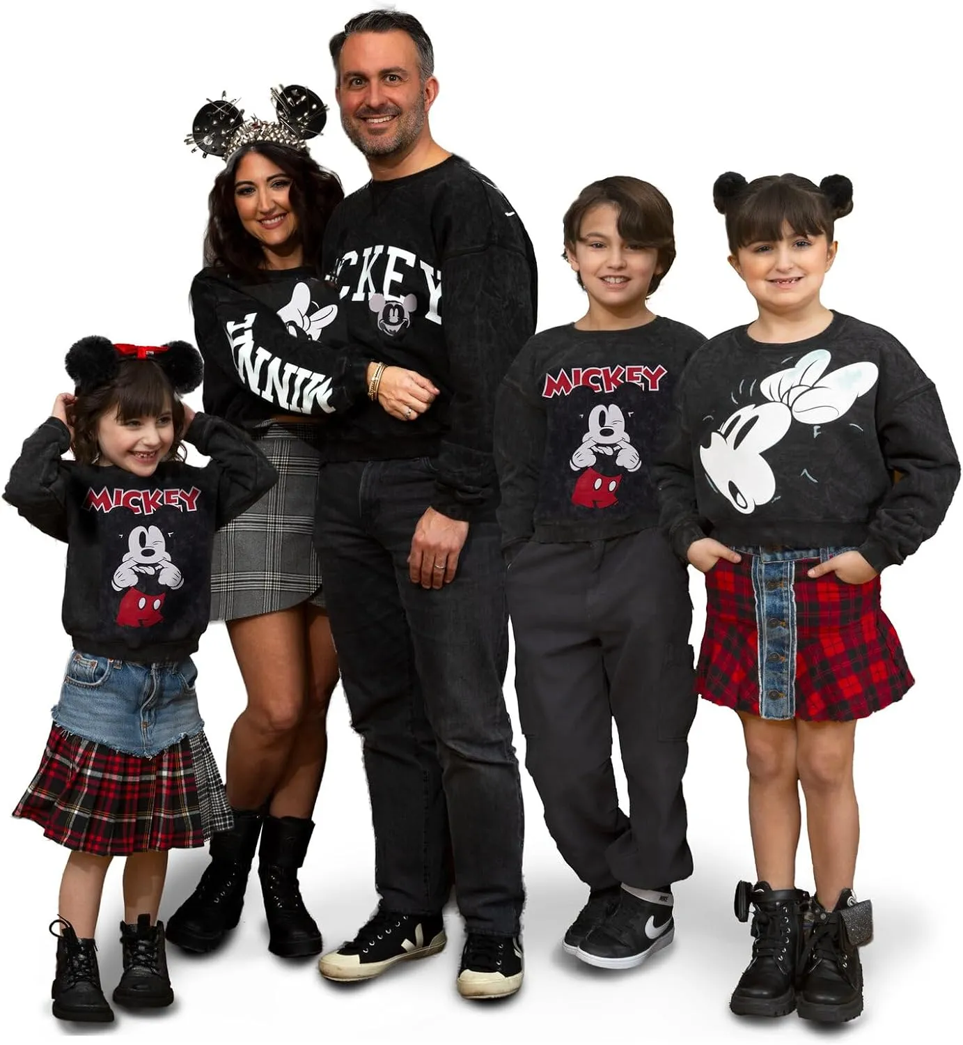 Disney Minnie Mouse Mickey Mouse French Terry Oversized Matching Family Sweatshirt Toddler to Adult Sizes (2T - 2XL)