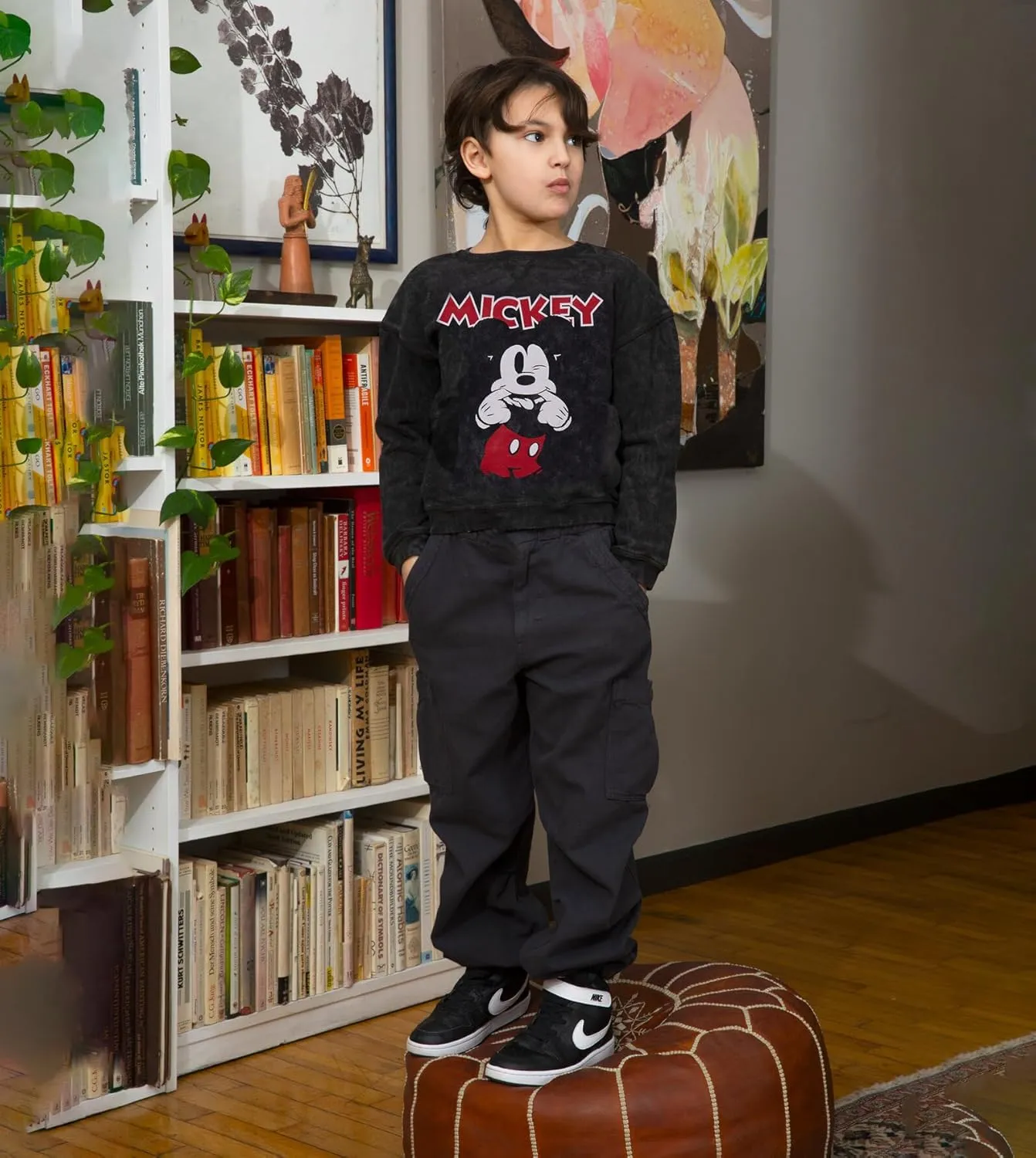 Disney Minnie Mouse Mickey Mouse French Terry Oversized Matching Family Sweatshirt Toddler to Adult Sizes (2T - 2XL)
