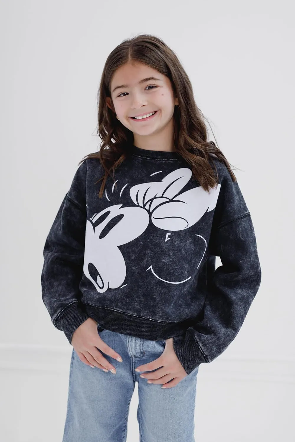 Disney Minnie Mouse Mickey Mouse French Terry Oversized Matching Family Sweatshirt Toddler to Adult Sizes (2T - 2XL)