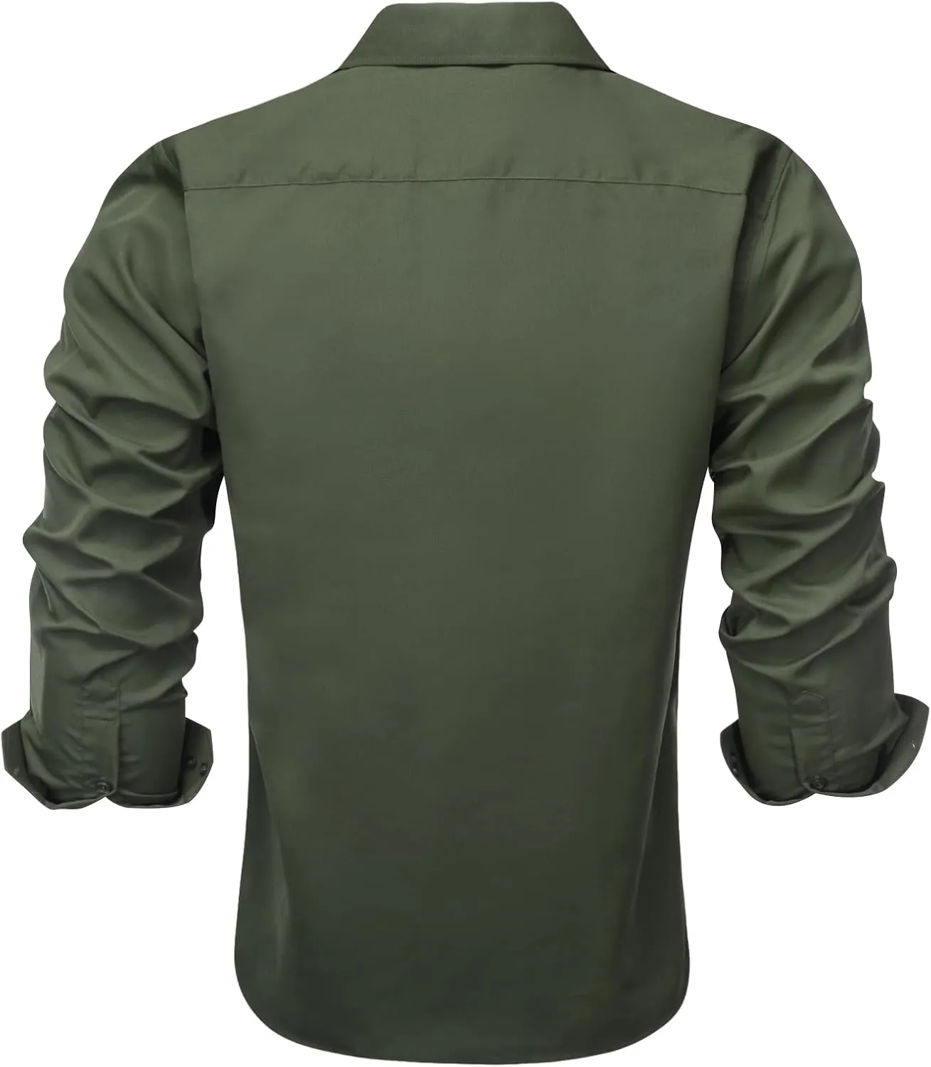 Dubulle Solid Mens Dress Shirt Satin Long Sleeve Business Casual Button Down Shirt with Pocket for Men
