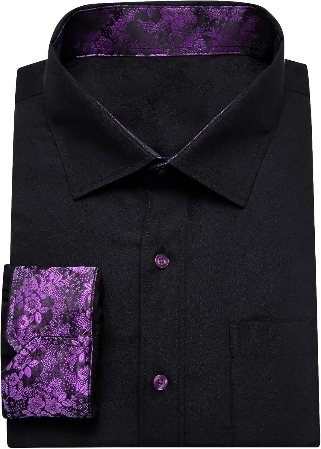 Dubulle Solid Mens Dress Shirt Satin Long Sleeve Business Casual Button Down Shirt with Pocket for Men