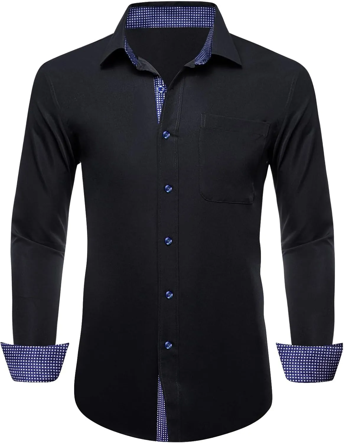 Dubulle Solid Mens Dress Shirt Satin Long Sleeve Business Casual Button Down Shirt with Pocket for Men