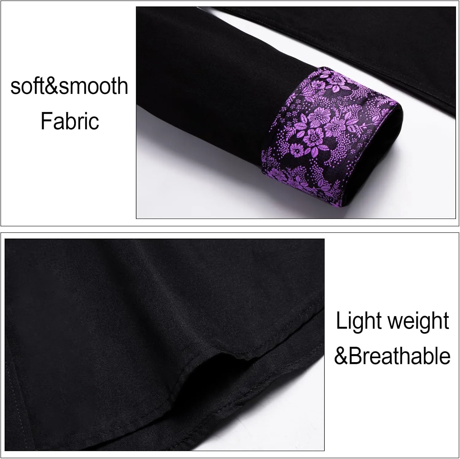 Dubulle Solid Mens Dress Shirt Satin Long Sleeve Business Casual Button Down Shirt with Pocket for Men