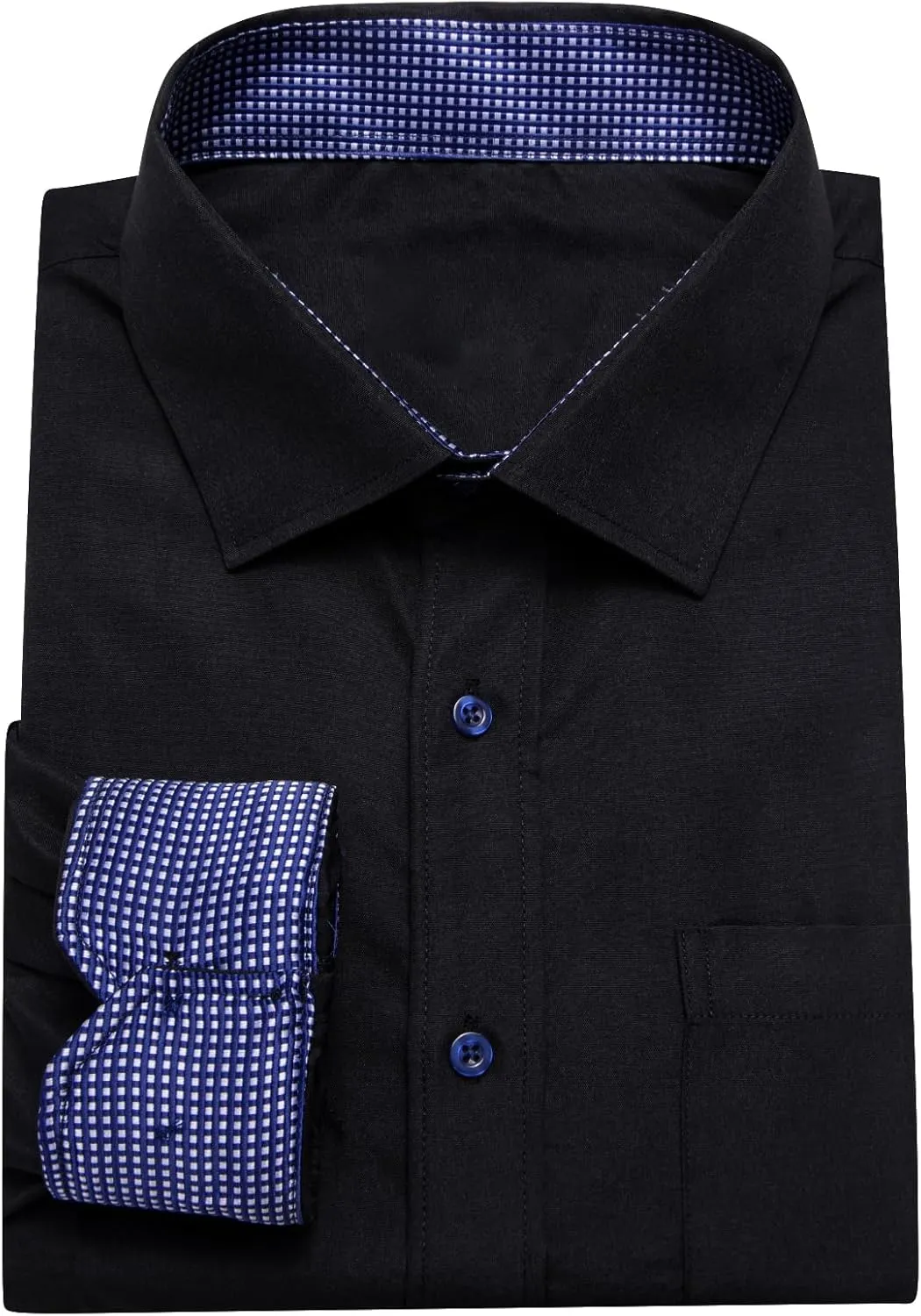 Dubulle Solid Mens Dress Shirt Satin Long Sleeve Business Casual Button Down Shirt with Pocket for Men