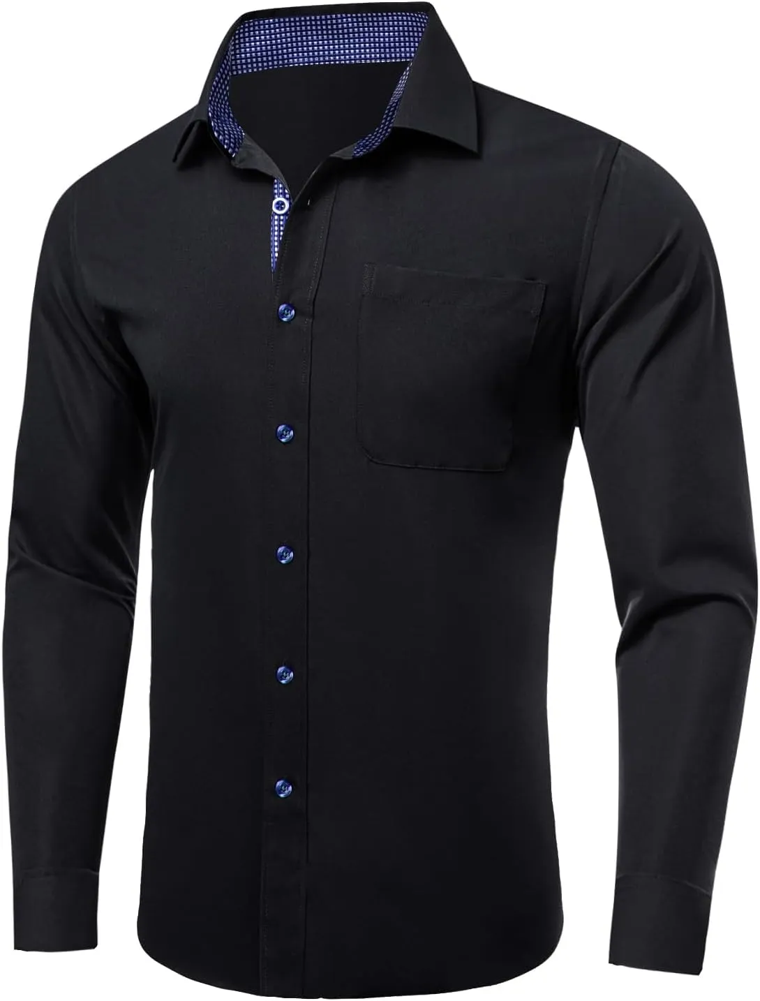 Dubulle Solid Mens Dress Shirt Satin Long Sleeve Business Casual Button Down Shirt with Pocket for Men