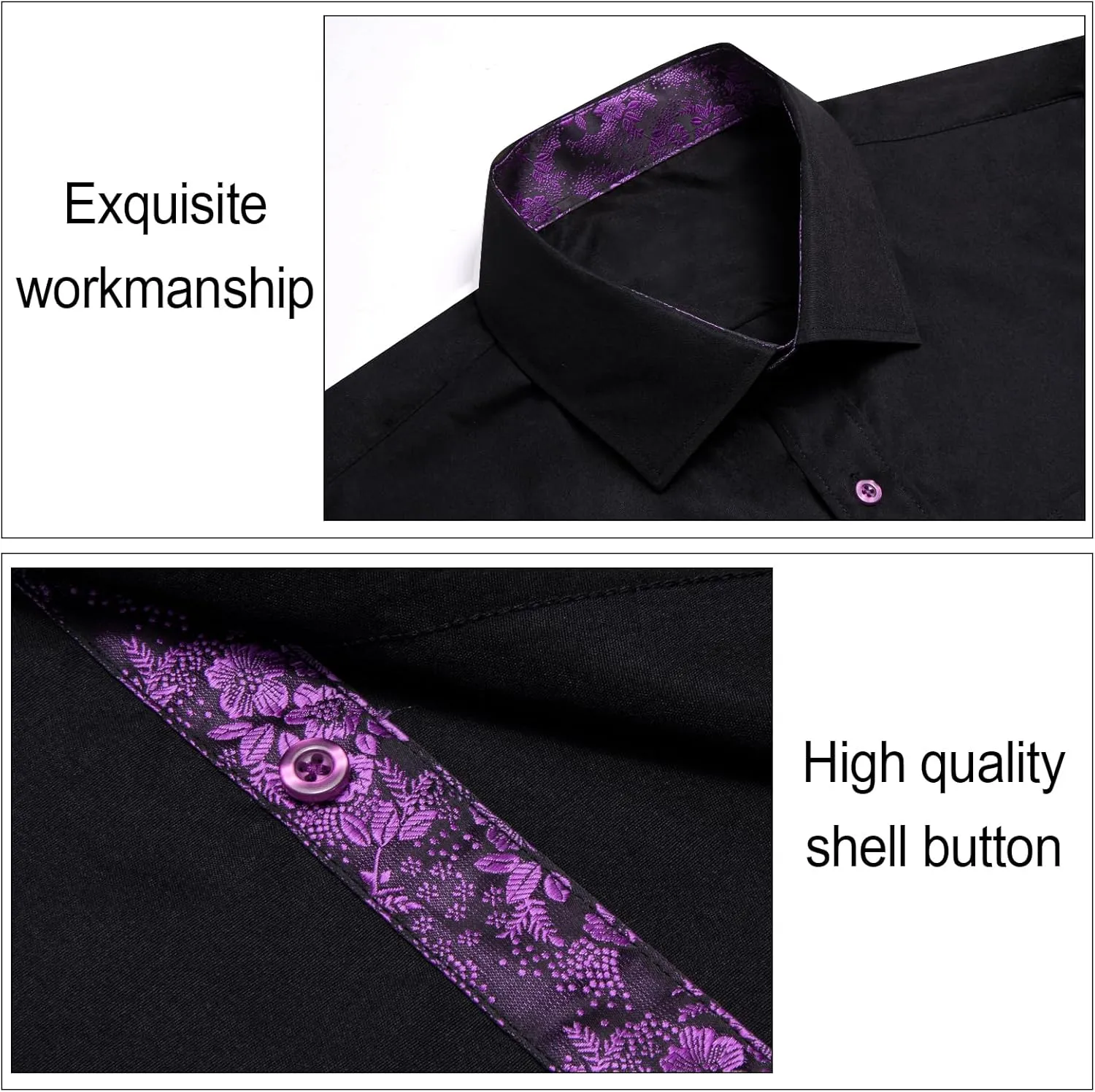 Dubulle Solid Mens Dress Shirt Satin Long Sleeve Business Casual Button Down Shirt with Pocket for Men