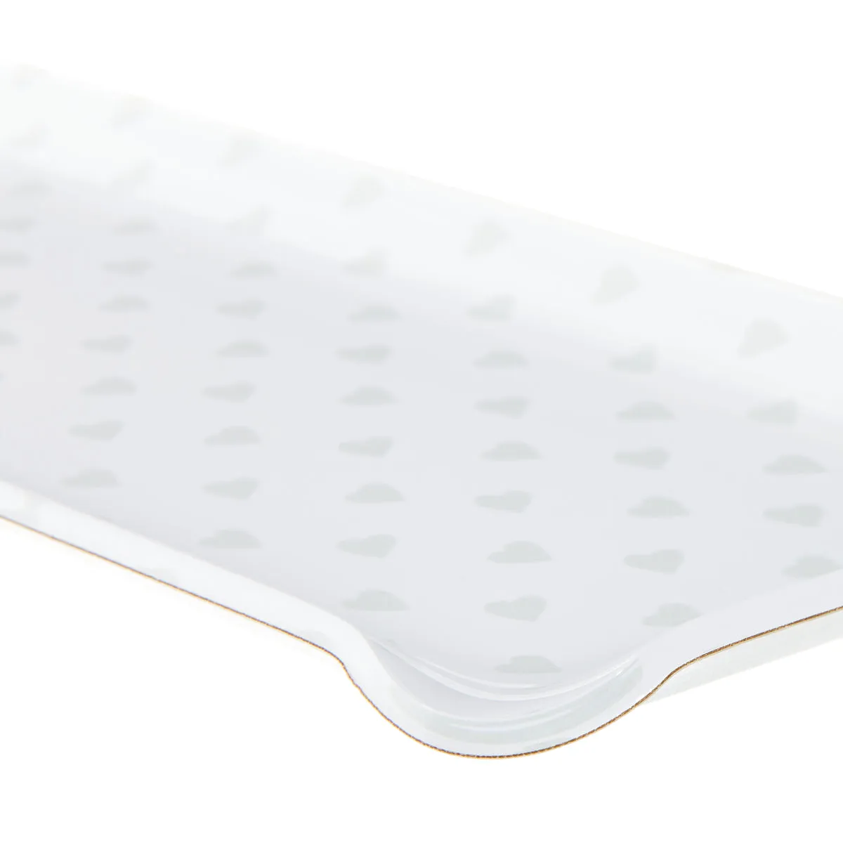 Fabric Tray Oblong Heart Grey