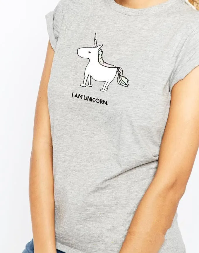 Fashion Unicorn print Scoop Short Sleeves Casual Loose T-shirt