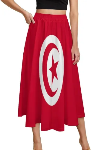 Fattyeery Womens Half Long Skirt Cameroon Flag Casual Pleated Plisse Hem Summer for Womens Midi Skirt Dress