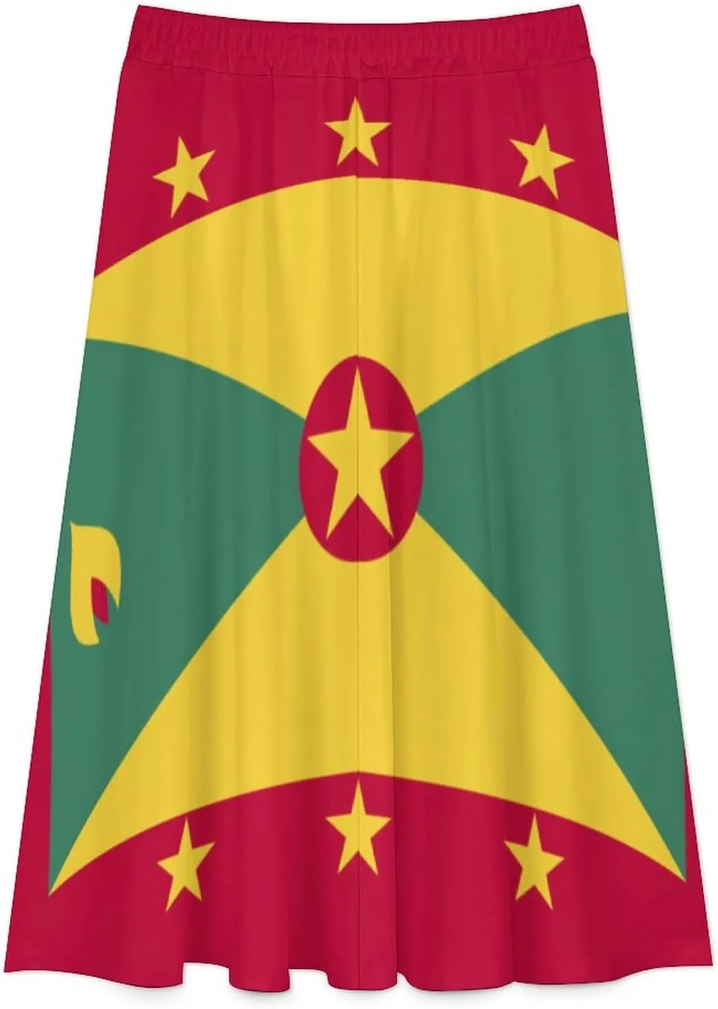 Fattyeery Womens Half Long Skirt Guyana Flag Casual Pleated Plisse Hem Summer for Womens Midi Skirt Dress