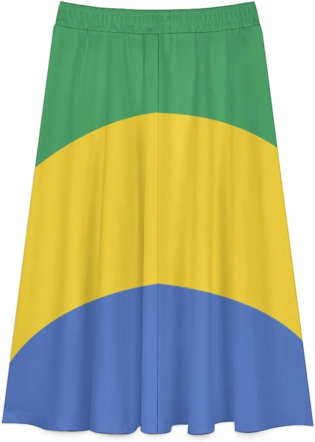 Fattyeery Womens Half Long Skirt Guyana Flag Casual Pleated Plisse Hem Summer for Womens Midi Skirt Dress