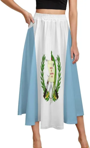 Fattyeery Womens Half Long Skirt Guyana Flag Casual Pleated Plisse Hem Summer for Womens Midi Skirt Dress