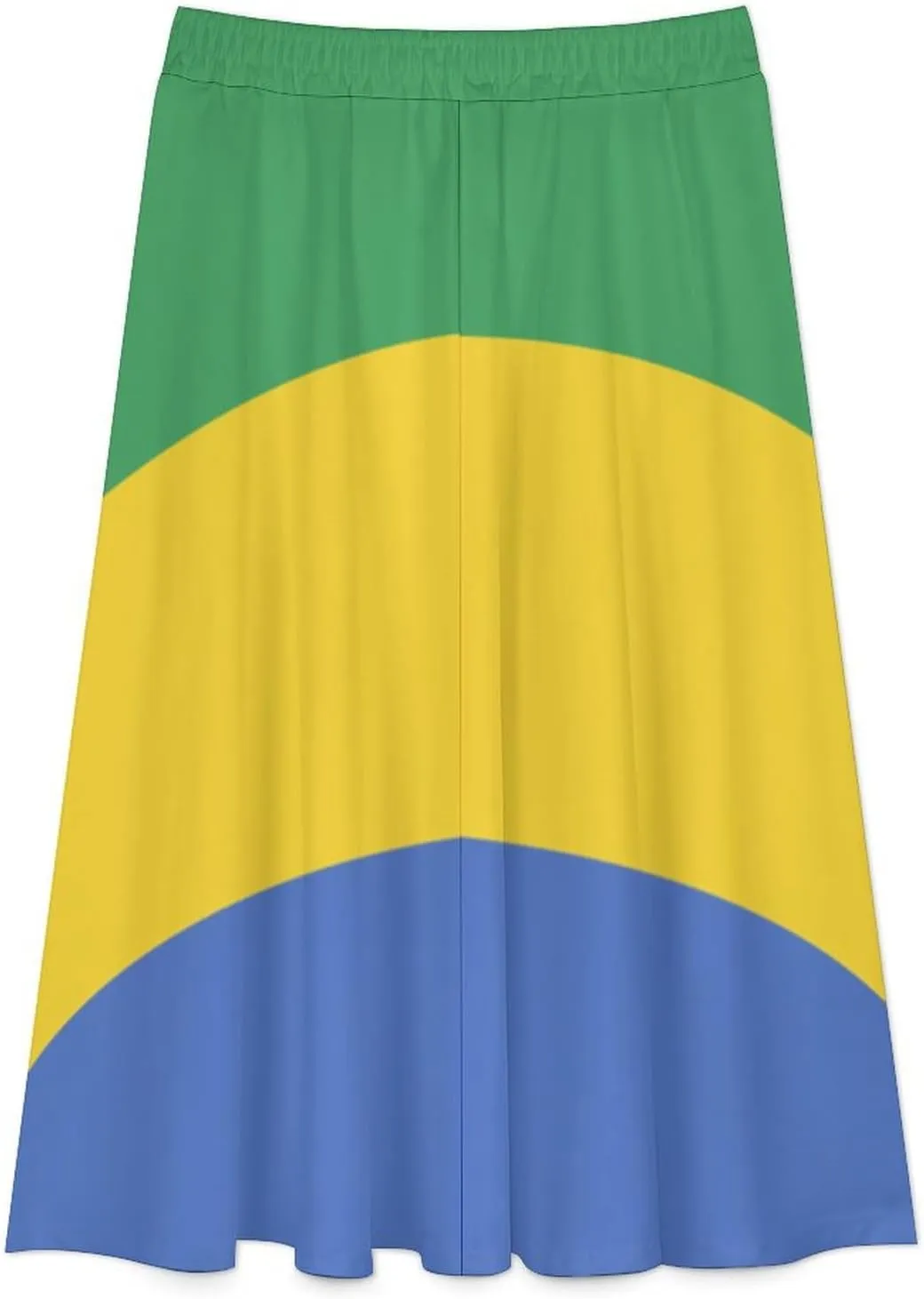 Fattyeery Womens Half Long Skirt Guyana Flag Casual Pleated Plisse Hem Summer for Womens Midi Skirt Dress