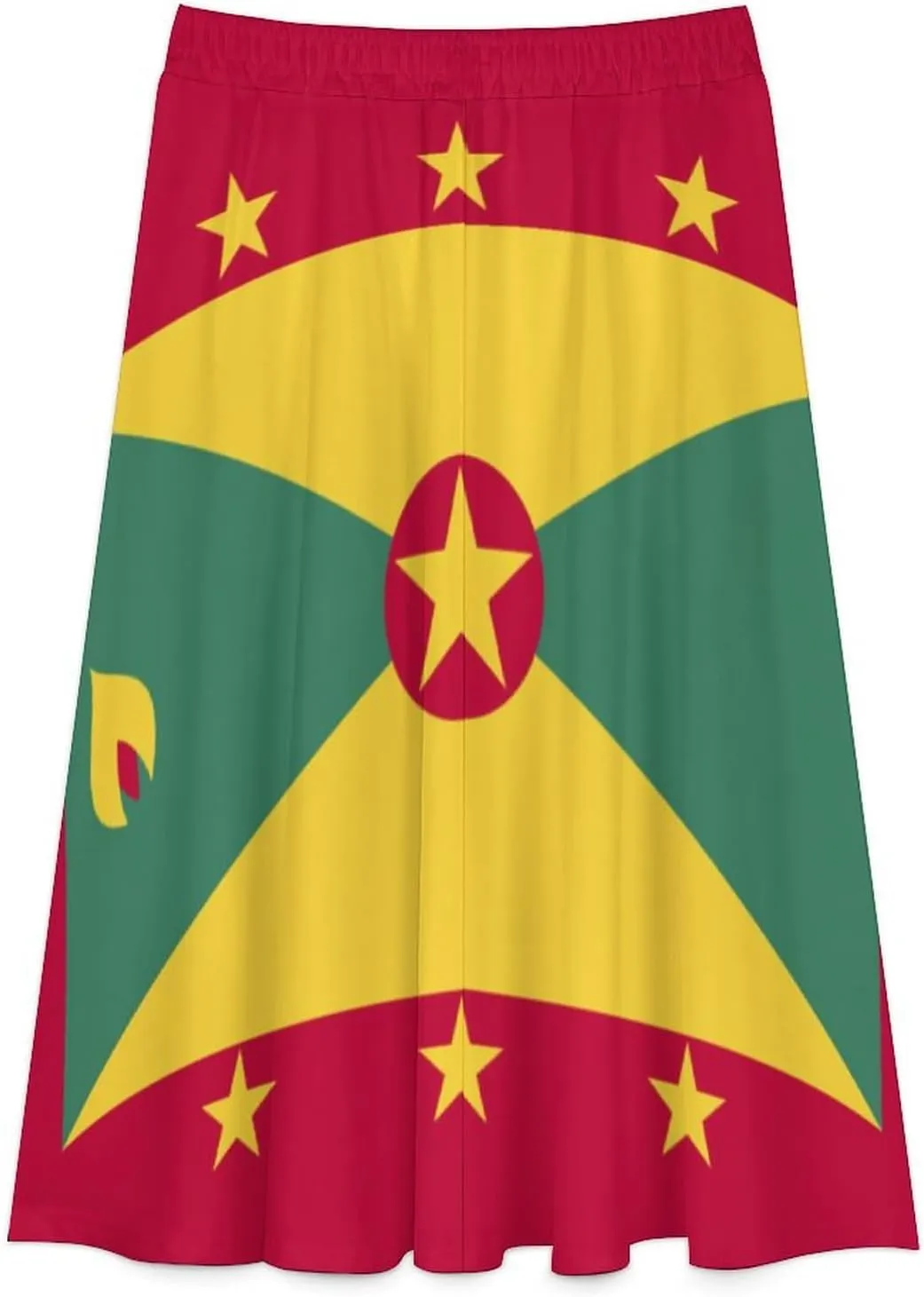 Fattyeery Womens Half Long Skirt Guyana Flag Casual Pleated Plisse Hem Summer for Womens Midi Skirt Dress