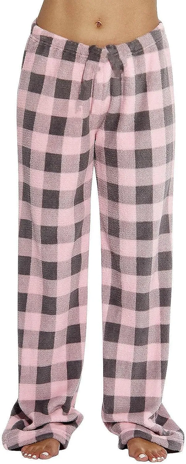 Flannel Pajama Pants Women Soft Cute Buffalo Plaid Pajama Pants Comfy Casual Elastic Waist Wide Leg Sleep Pants