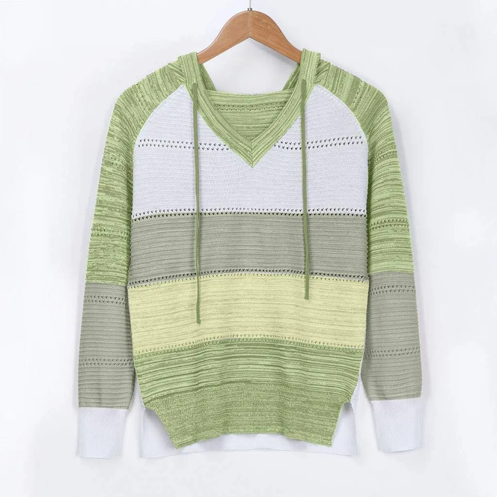 FQZWONG Spring Sweaters for Women 2025 Plus Size Long Sleeve Hoodies Casual Ladies Sweatshirts Fashion Knit Hooded Tops