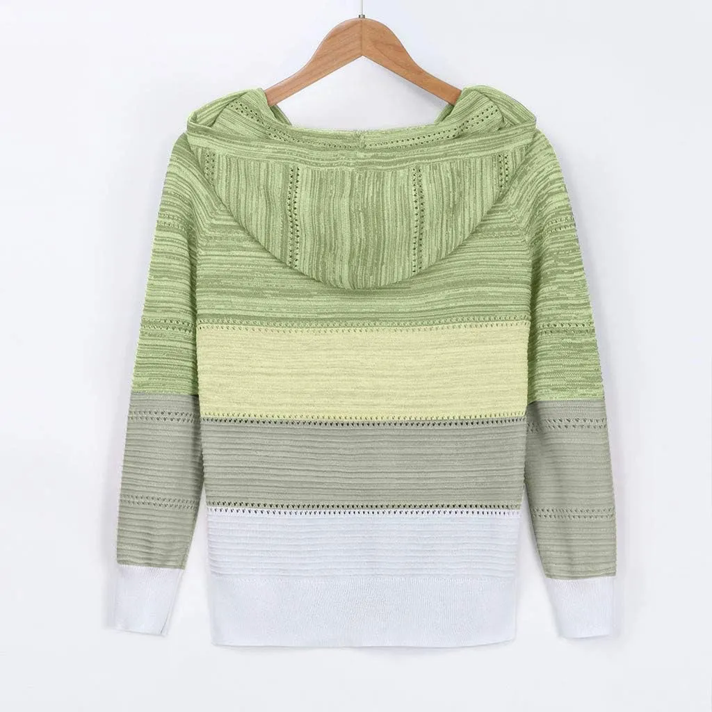 FQZWONG Spring Sweaters for Women 2025 Plus Size Long Sleeve Hoodies Casual Ladies Sweatshirts Fashion Knit Hooded Tops