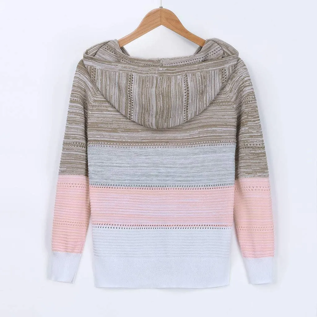 FQZWONG Spring Sweaters for Women 2025 Plus Size Long Sleeve Hoodies Casual Ladies Sweatshirts Fashion Knit Hooded Tops