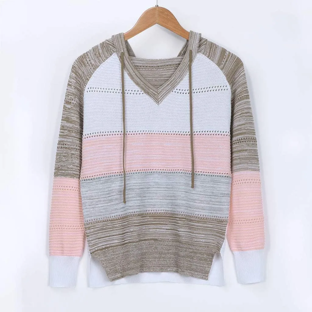 FQZWONG Spring Sweaters for Women 2025 Plus Size Long Sleeve Hoodies Casual Ladies Sweatshirts Fashion Knit Hooded Tops