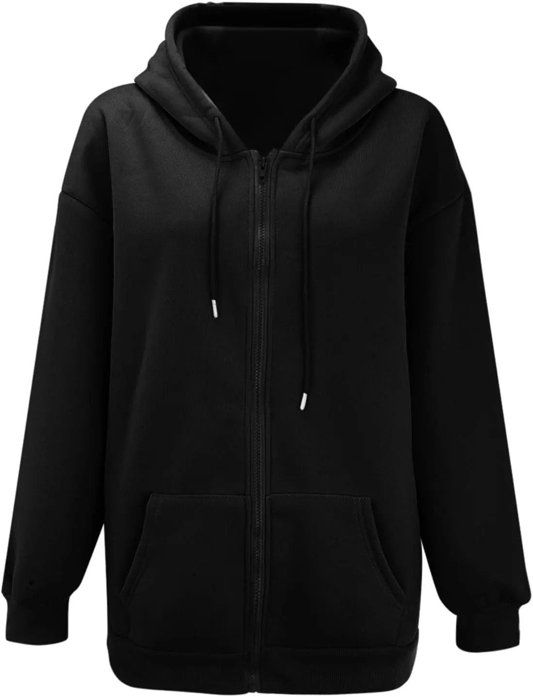 Full Zip Up Hoodie for Women Trendy 2024 Oversized Fleece Lightweight Sweatshirt Jacket Fall Preppy Teen Girls Outfit