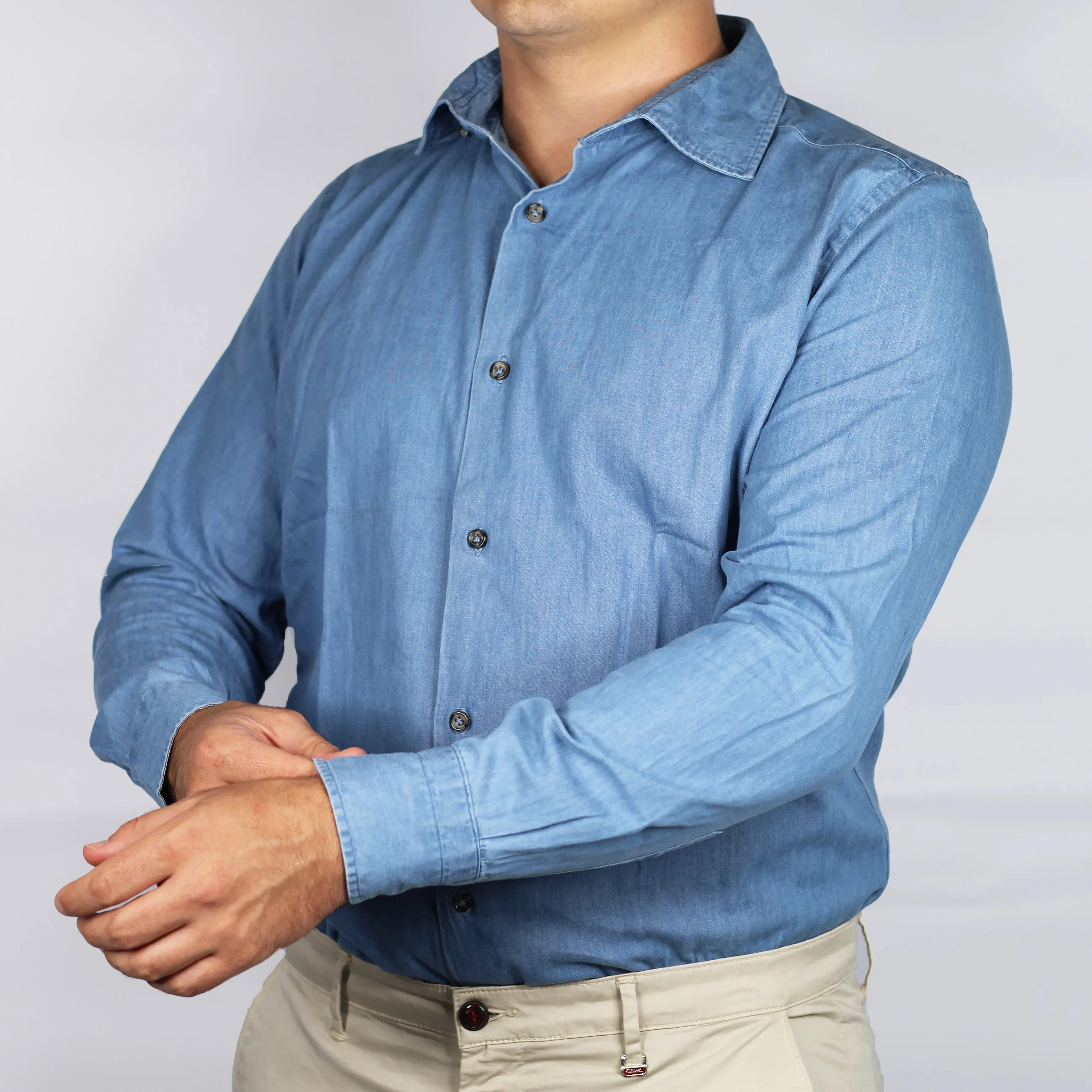 Fusaro Antonio men's cotton shirt in light denim (CA25000)