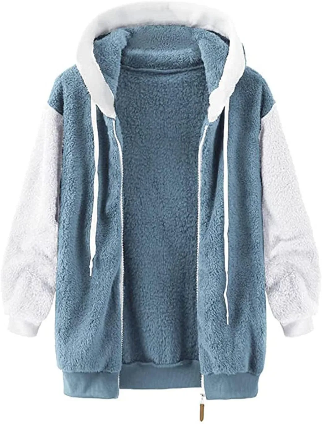 Fuzzy Fleece Jacket Women Plus Size Warm Winter Coats Fluffy Sherpa Hoodie Zip up Casual Cardigan Sweater Outerwear