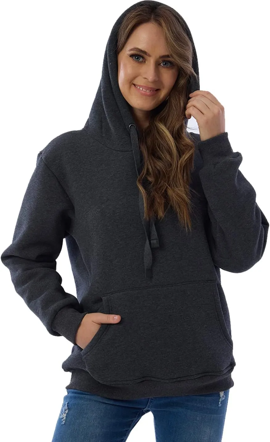 Gnveub Women's Casual Winter Warm Fleece Sherpa Lined Hooded Sweatshirt Thick Pullover Plus with Pockets