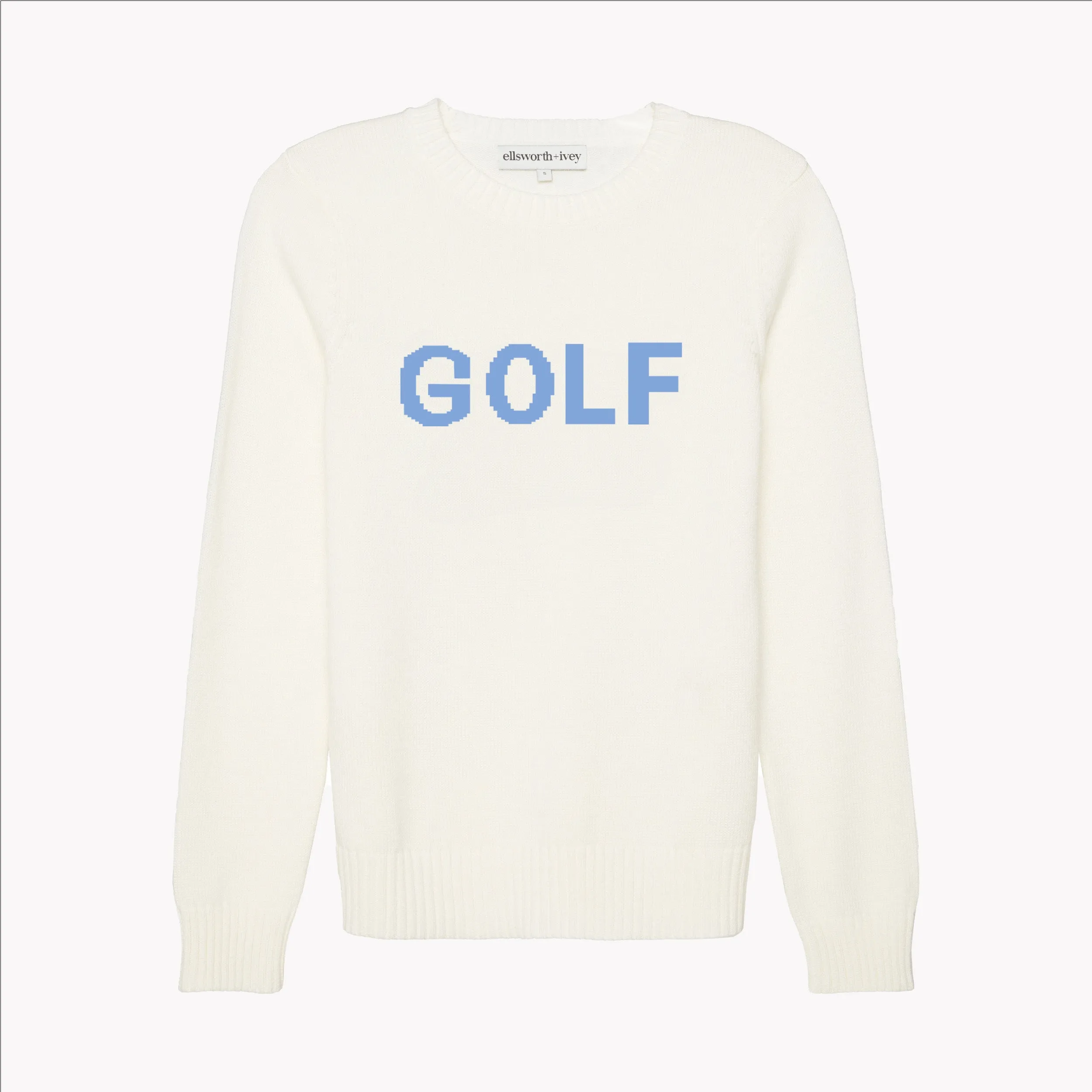 Golf Classic Crewneck Sweater - Ivory with Cornflower Blue