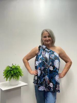 Grace & Emma Elegant Tie Shoulder Top
