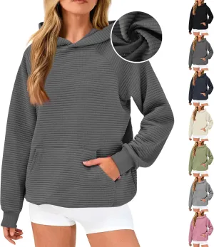 Hoodies for Women Loose Fleece Raglan Long Sleeve Hooded Sweatshirts Casual Comfy Jacquard Pullover with Pockets