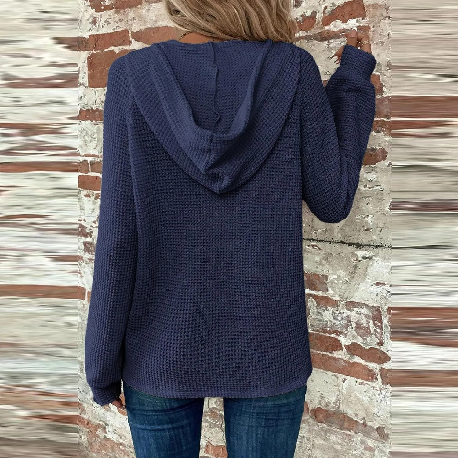 Hoodies For Women, Trendy V Neck Drawstring Long Sleeve Sweatshirts With Hood Comfy Streetwear Fall Pullover Tops