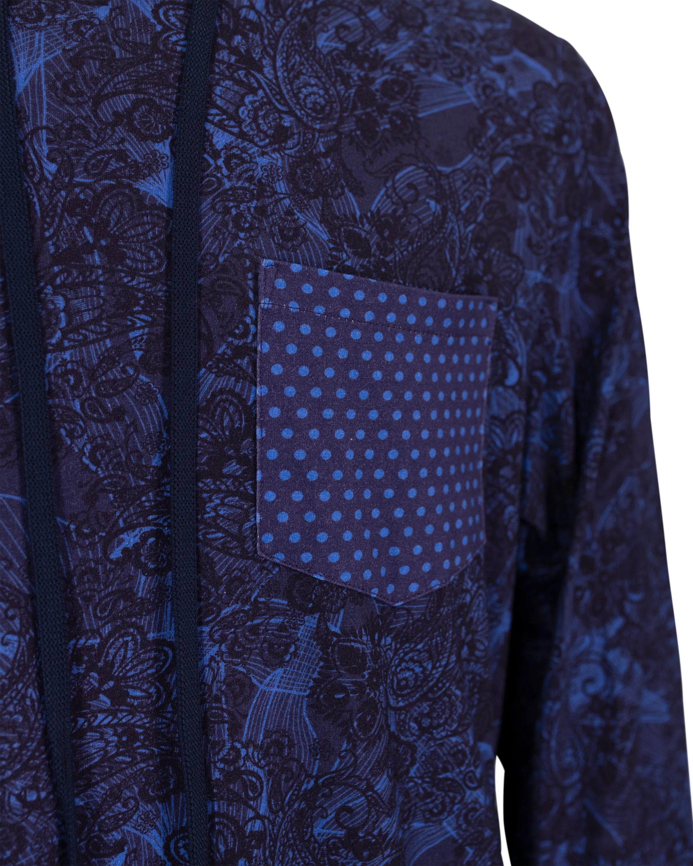 HORACE PAISLEY SWIRL HOODIE IN NAVY