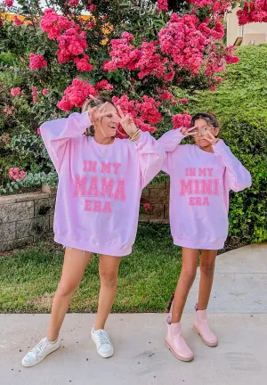 In my mama Era,  Mommy & Me Sweatshirts - Pink Trendy Crewneck Sweatshirt