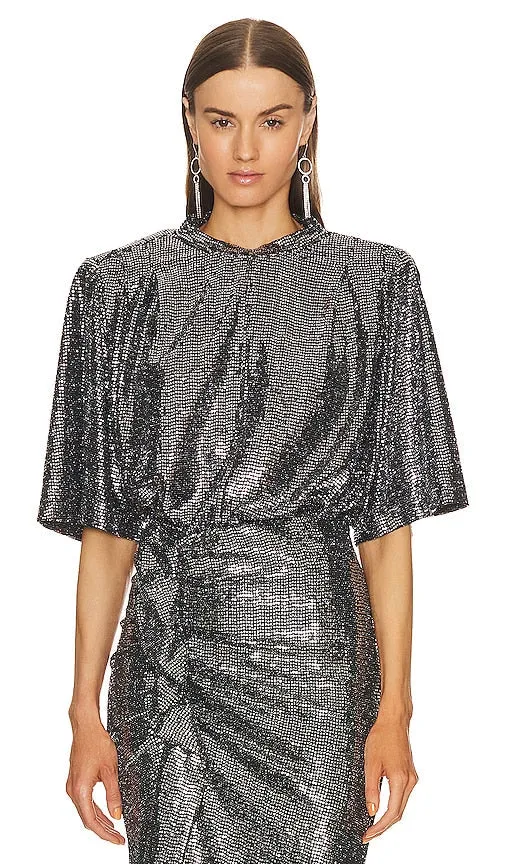 Isabel Marant Etoile Delfi Top in Metallic Silver