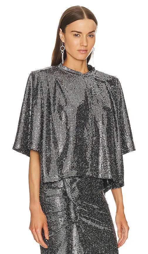 Isabel Marant Etoile Delfi Top in Metallic Silver
