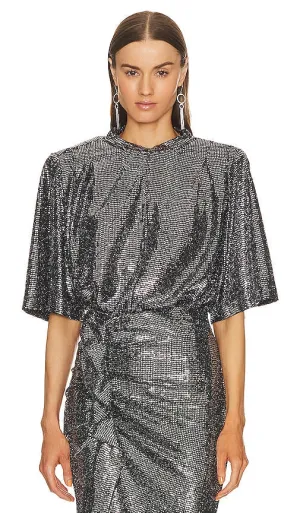 Isabel Marant Etoile Delfi Top in Metallic Silver