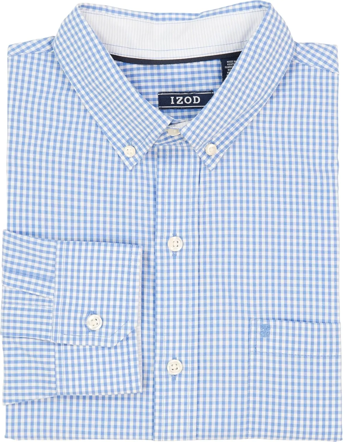 IZOD Men's Performance Comfort Long Sleeve Gingham Button Down Shirt