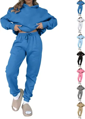 Jogger Sets for Women 2 Piece Lounge Sets Matching Sweat Outfits Oversized Hoodie Sweatsuits Comfy Joggers Tracksuit