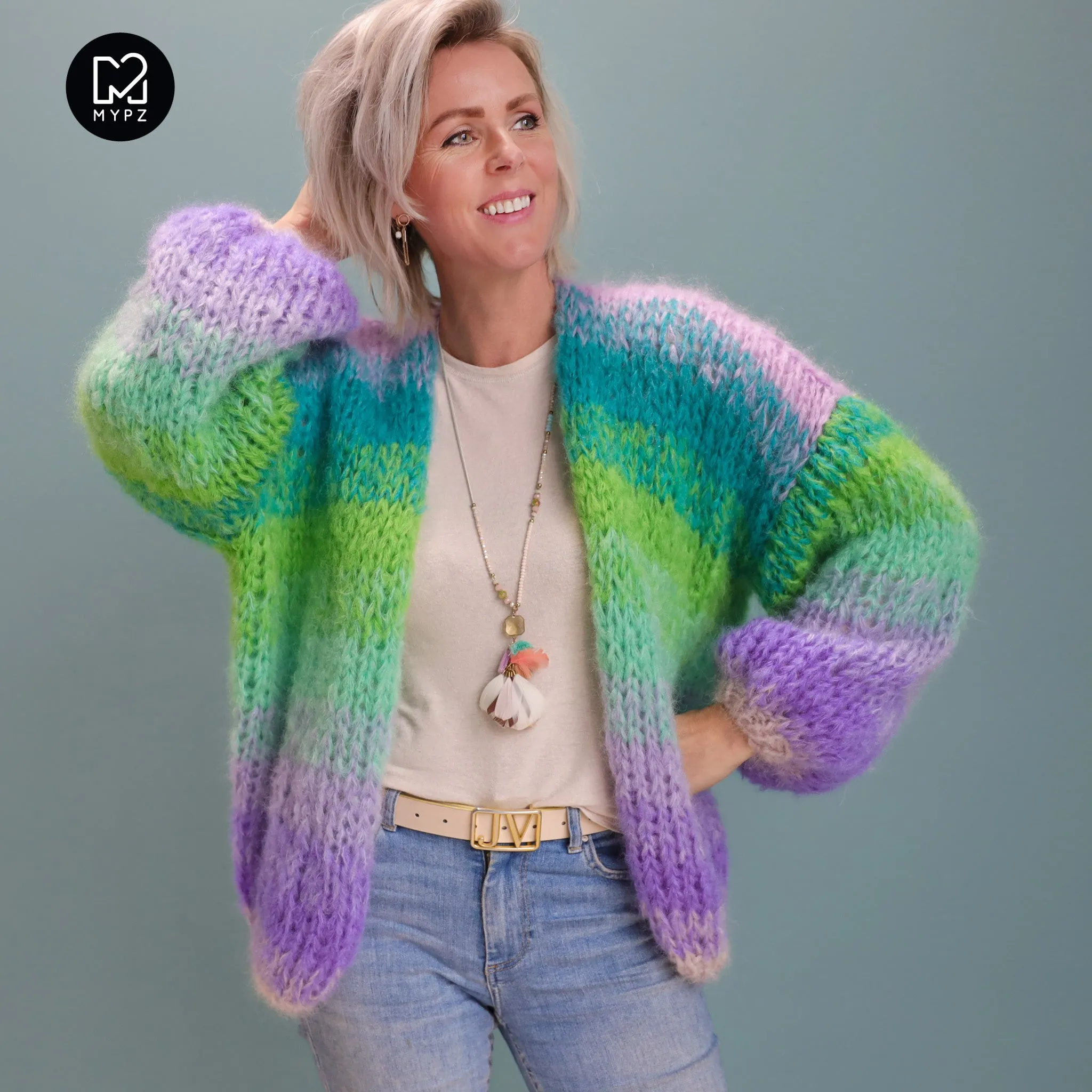 Knitting Kit – MYPZ Chunky Mohair Cardigan Green-Valley No.15 (ENG-NL-DE)