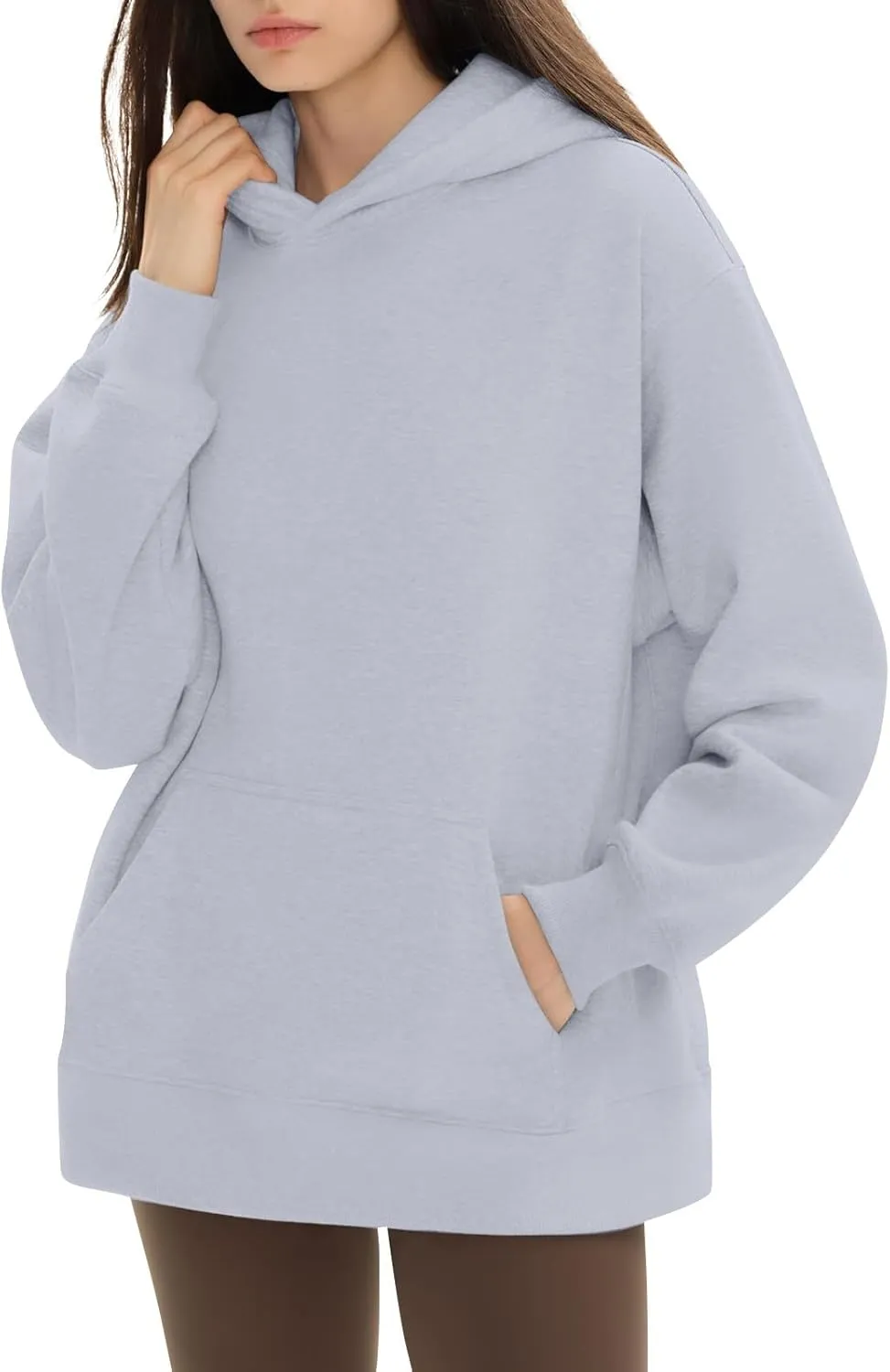 KUIOLYPOER Hoodies for Womens Sweatshirt Fall Fashion 2024 Long Sleeve Solid Color Top Sweatshirts with Pocket