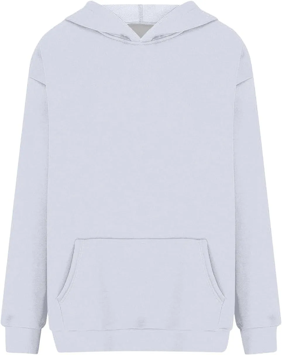 KUIOLYPOER Hoodies for Womens Sweatshirt Fall Fashion 2024 Long Sleeve Solid Color Top Sweatshirts with Pocket