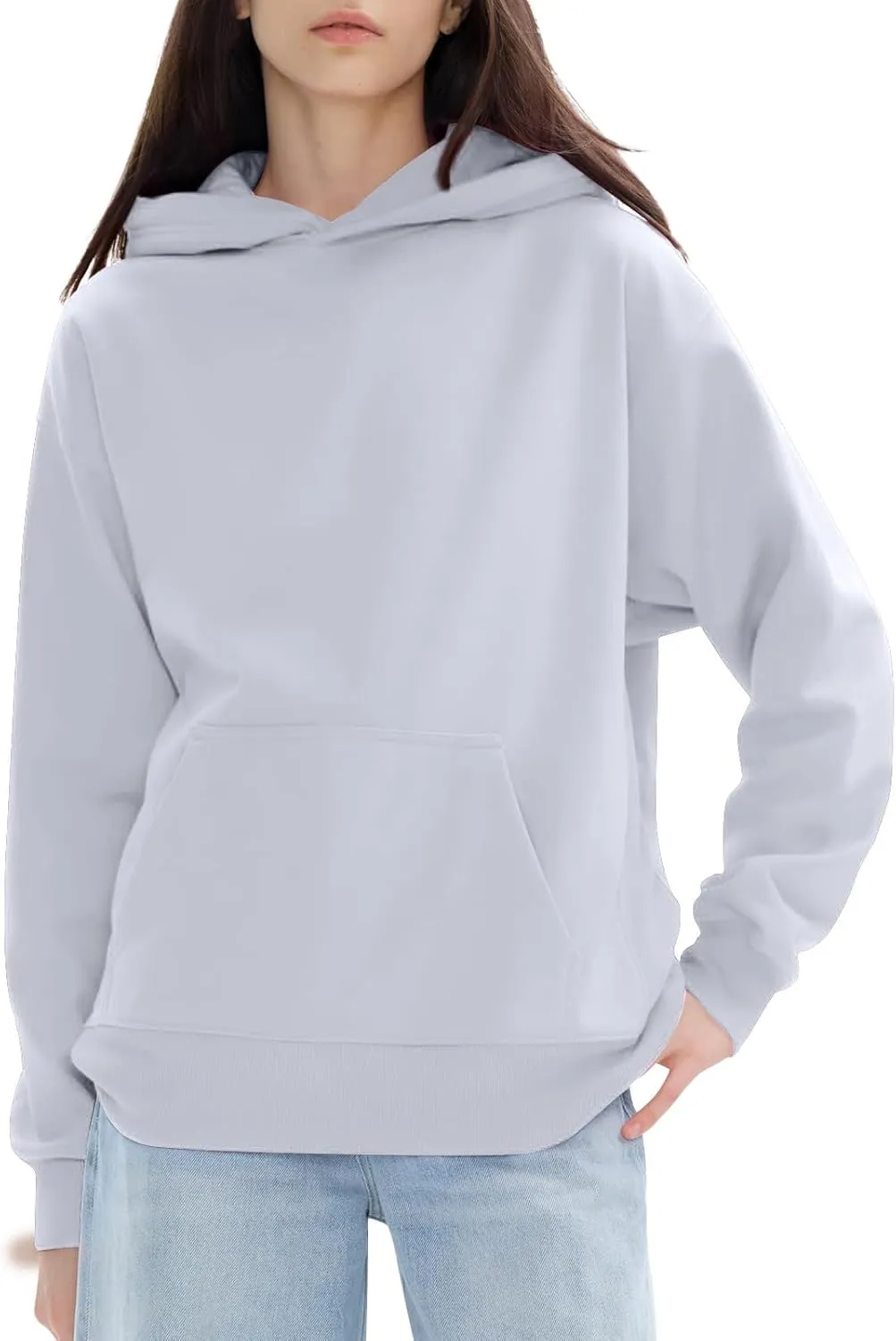 KUIOLYPOER Hoodies for Womens Sweatshirt Fall Fashion 2024 Long Sleeve Solid Color Top Sweatshirts with Pocket